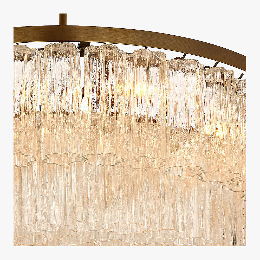 Pentagon Double Drum Chandelier in Clear