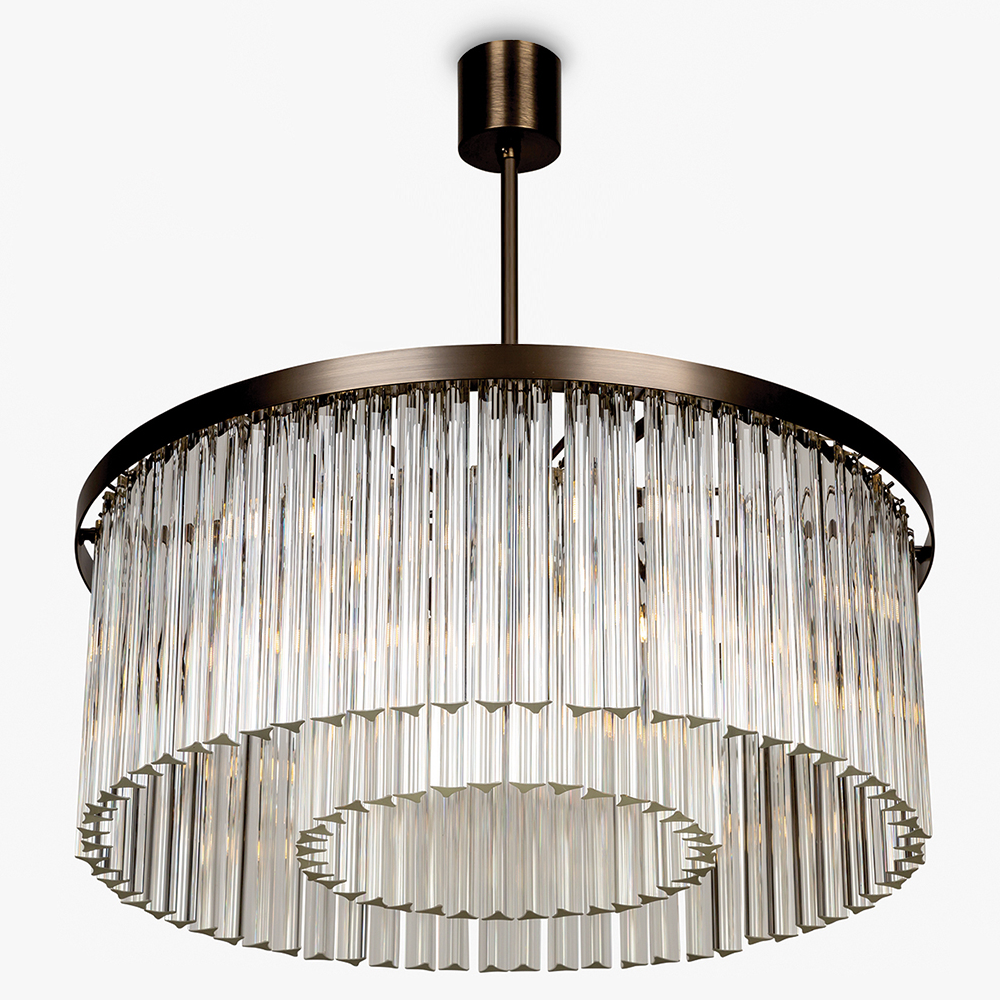 Large Double Drum Chandelier in Clear