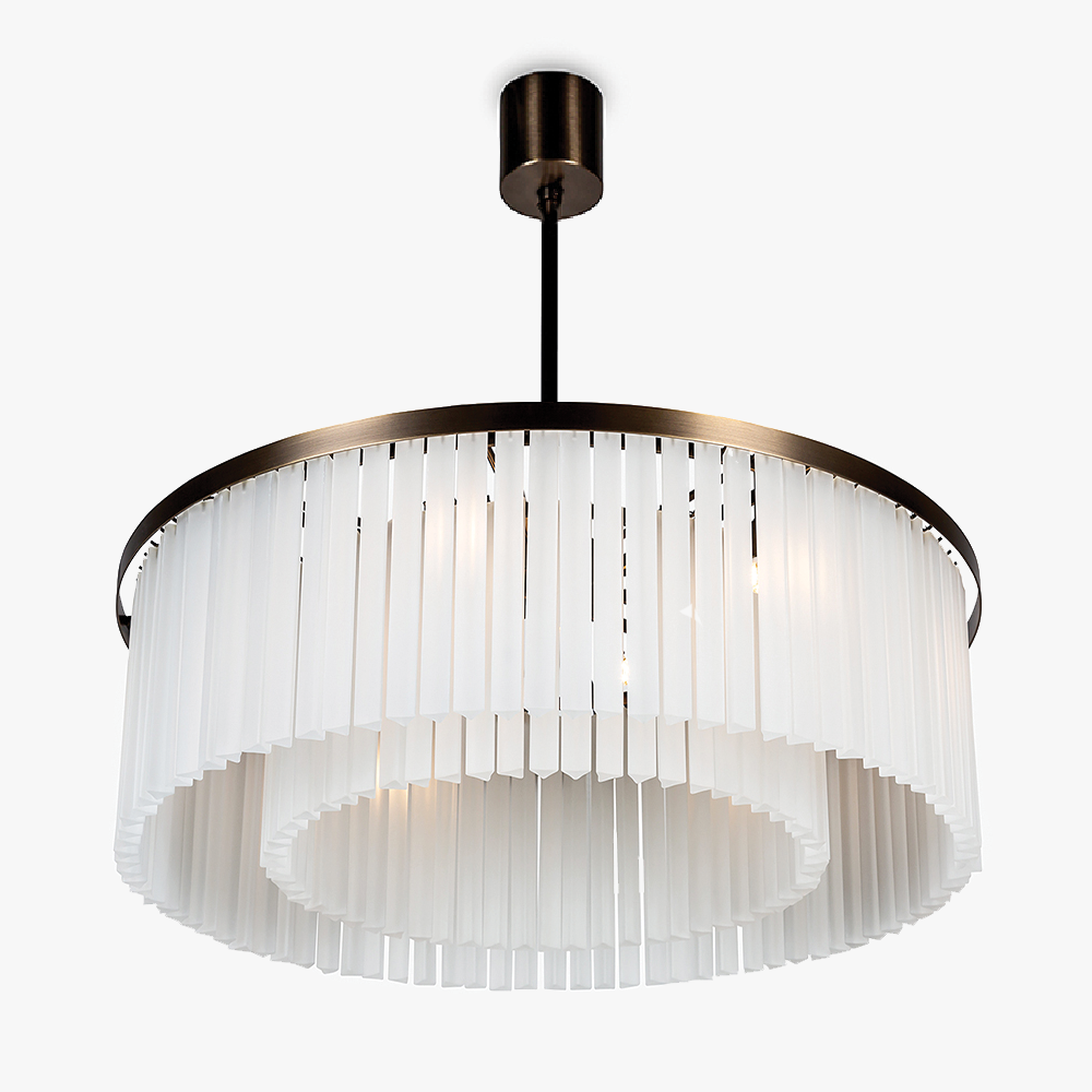 Large Double Drum Chandelier in Satin