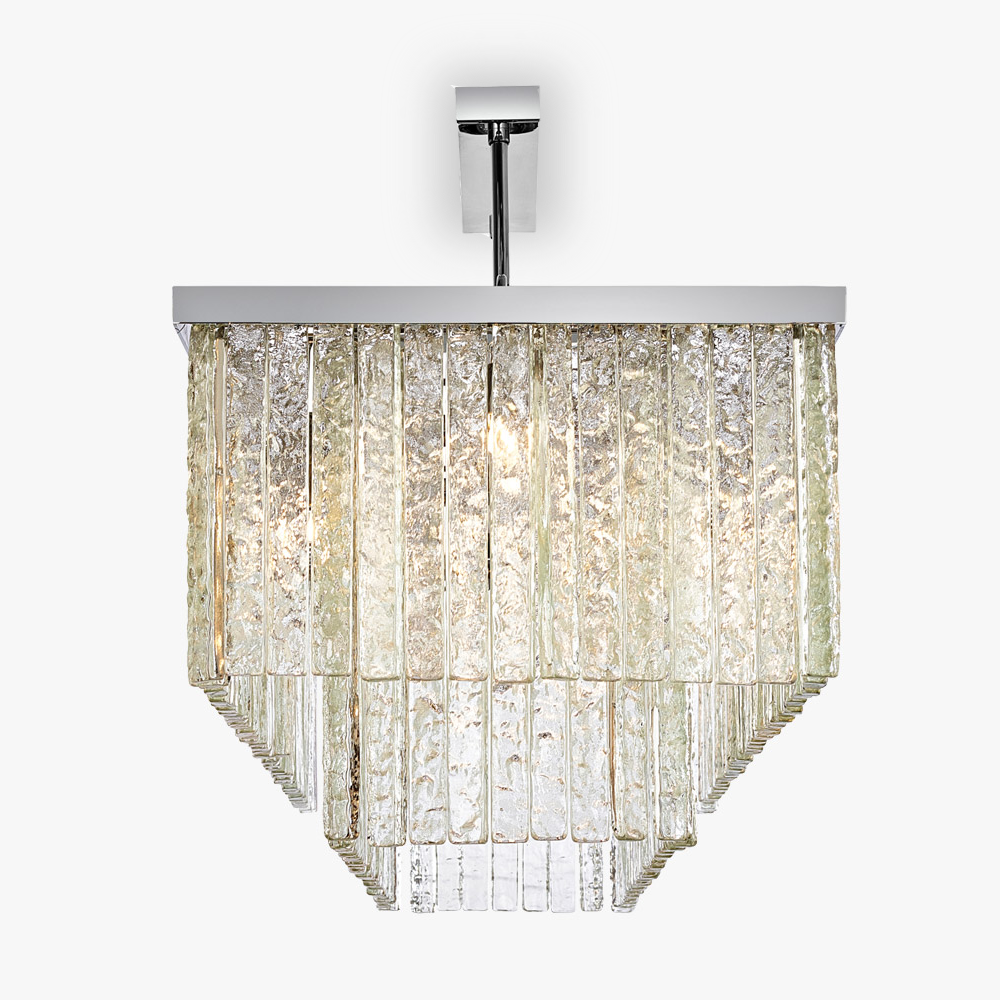 Large Two Tier Rectangular in Clear Hammered