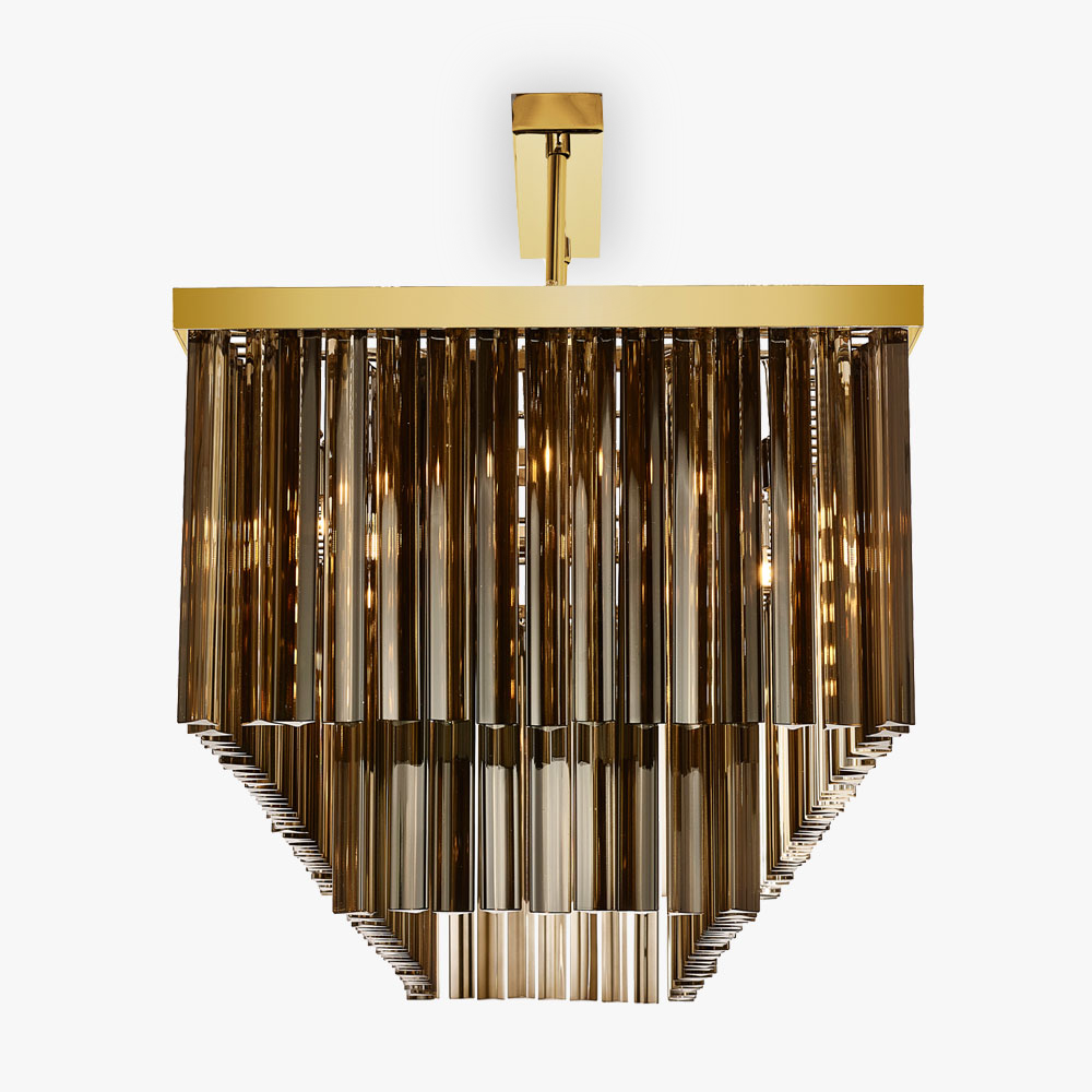 Large Two Tier Rectangular in Smoke & Polished Gold