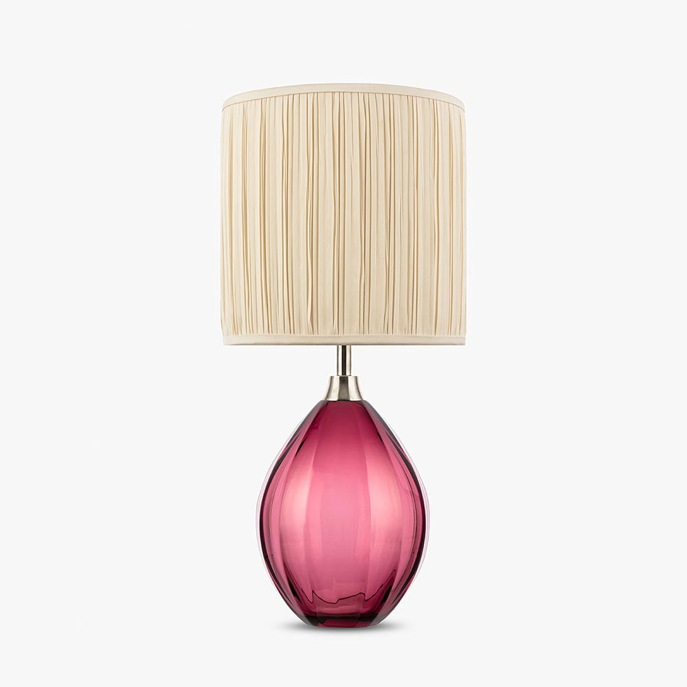 Diamond Teardrop Small Lamp in Pleated Ivory Shade