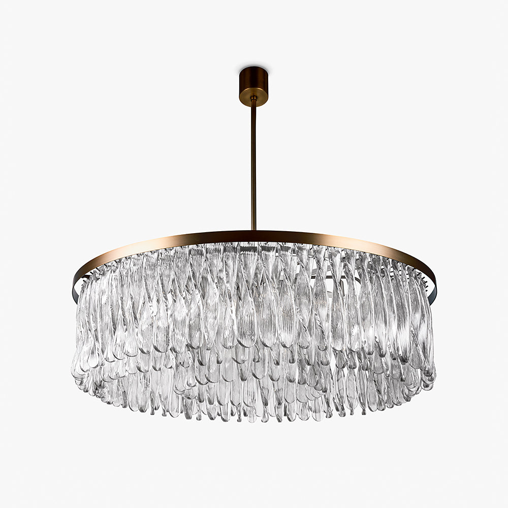 Triple Drum Ribbon Chandelier in Clear
