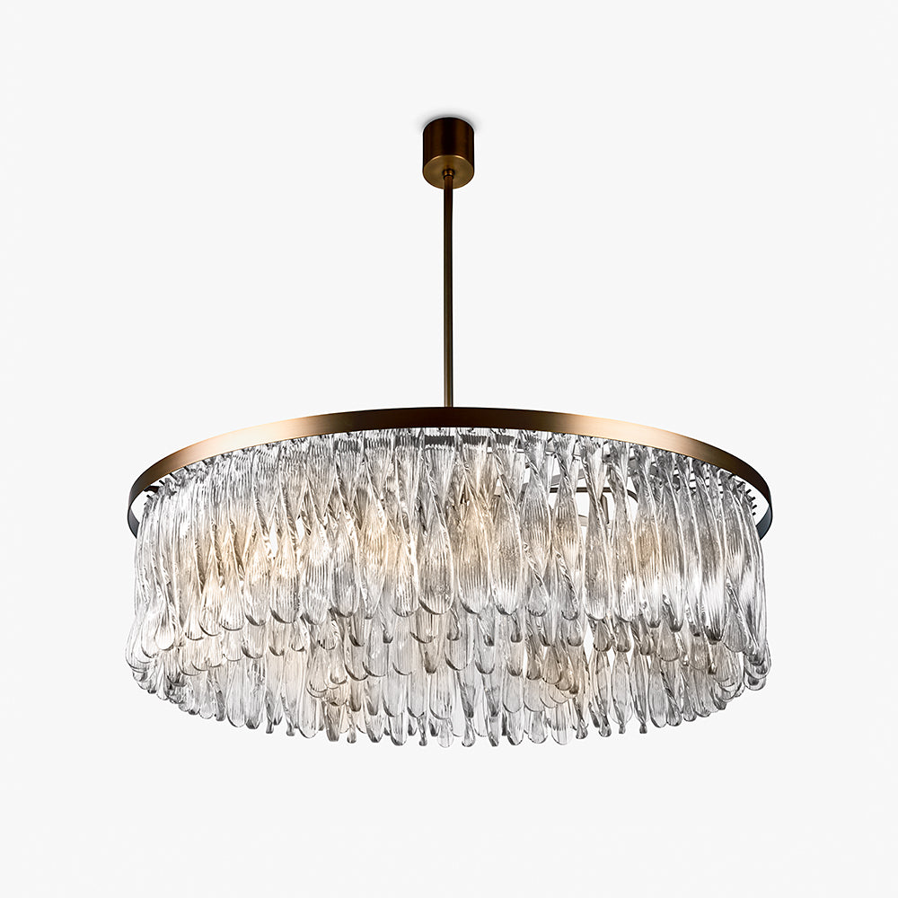 Triple Drum Ribbon Chandelier in Clear