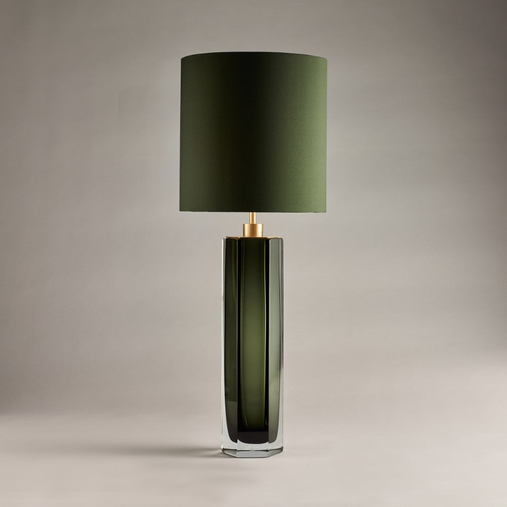 Diamond Column Large Lamp in Forest Green
