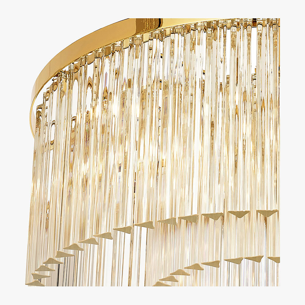 Large Double Drum Chandelier in Clear Triangular