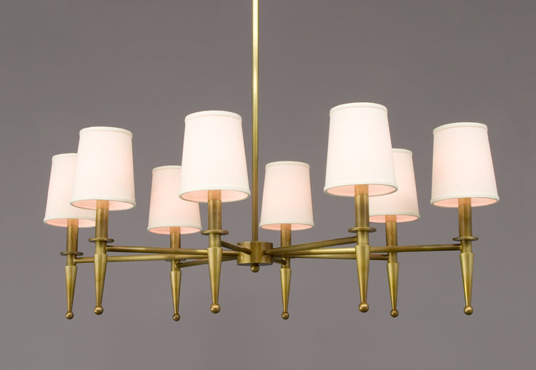 Brass Patina Oval Eight Arm Chandelier