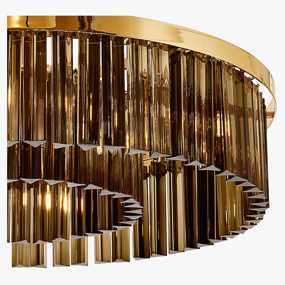 Small Double Drum Chandelier in Smoke