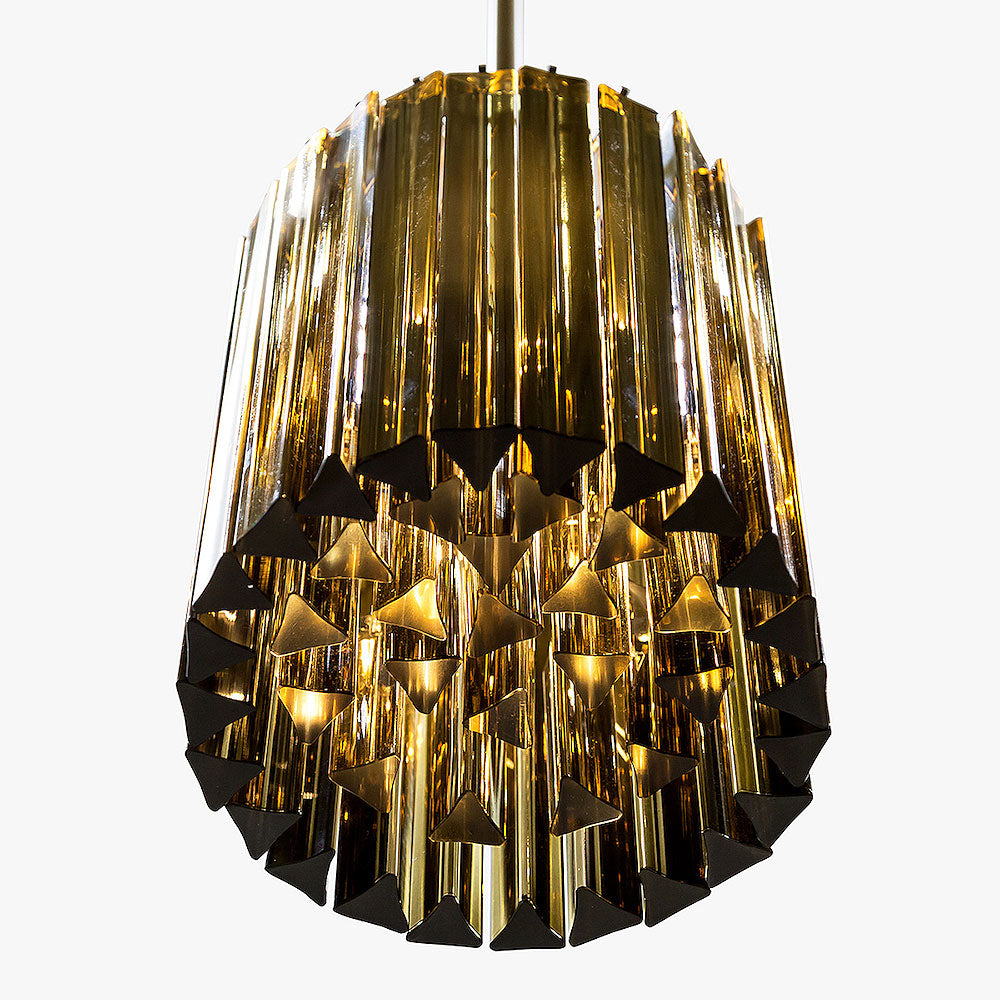 Concave Drum Pendant in Smoke & Polished Gold
