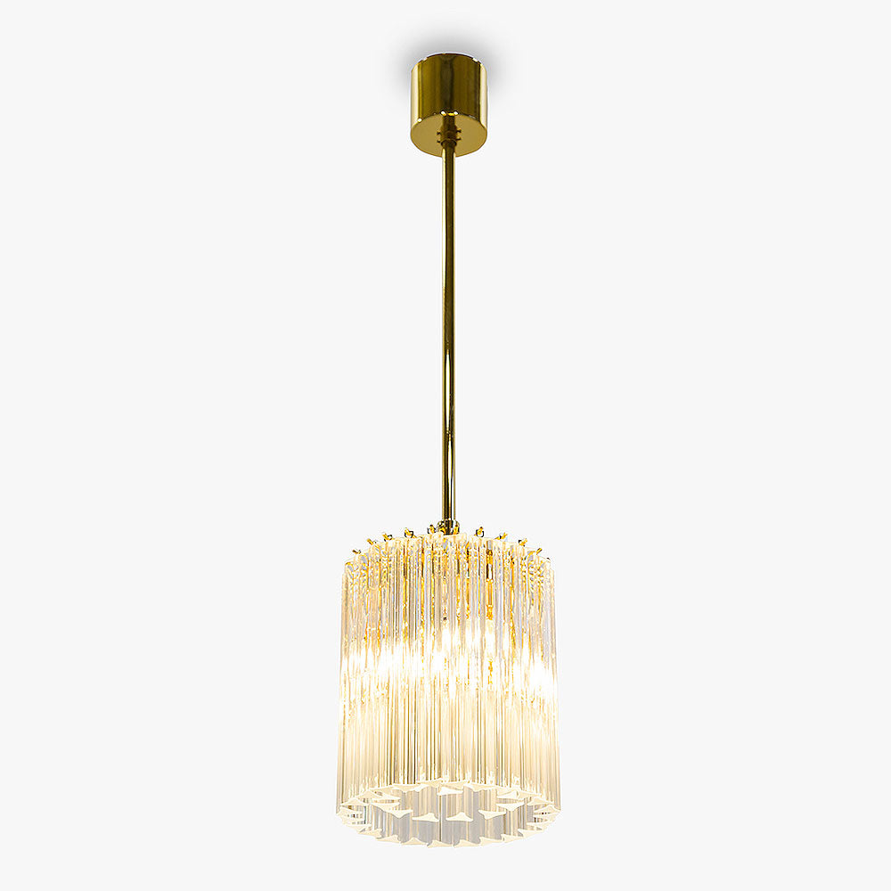 Concave Drum Pendant in Clear & Polished Gold