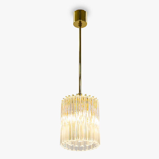 Concave Drum Pendant in Clear & Polished Gold