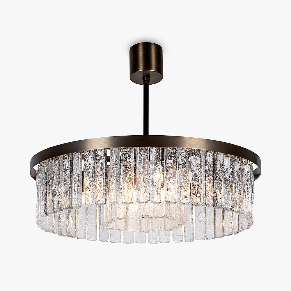 Small Double Drum Chandelier in Clear Crackled