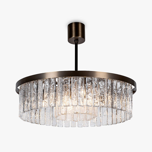 Small Double Drum Chandelier in Clear Crackled