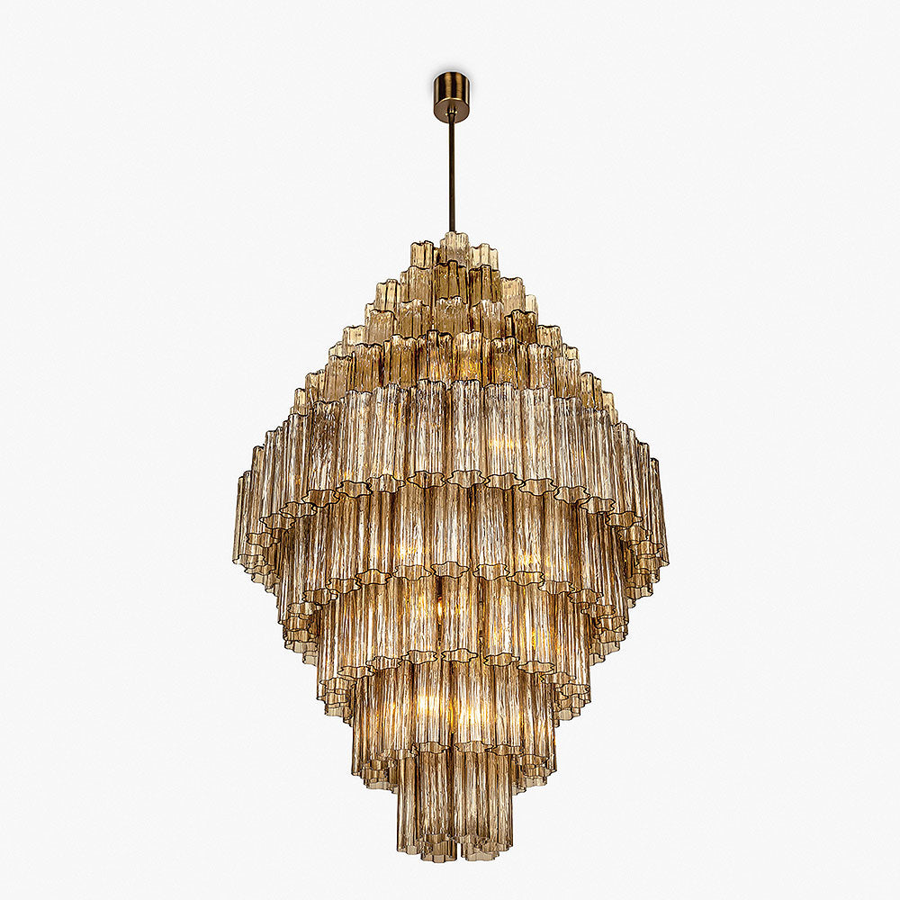 Pentagon Column Chandelier in Smoke