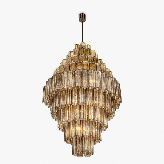 Pentagon Column Chandelier in Smoke