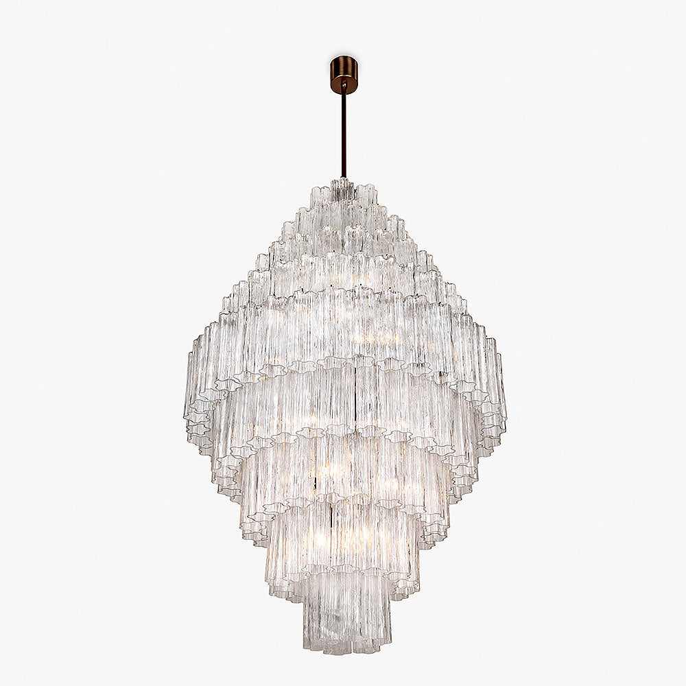 Pentagon Column Chandelier in Clear