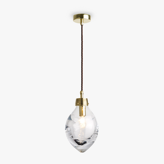 Acorn Pendant in Polished Brass & Brown Flex