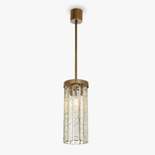 Small Circular Pendant in Clear Hammered