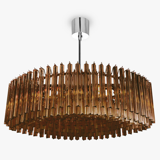 Concave Drum Oval Chandelier in Smoke