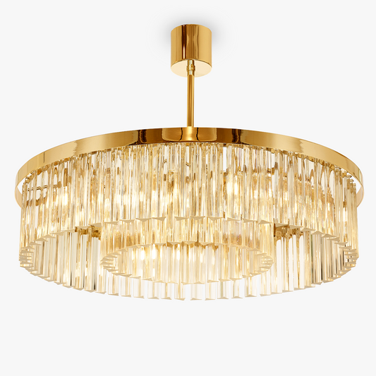 Small Double Drum Chandelier in Clear