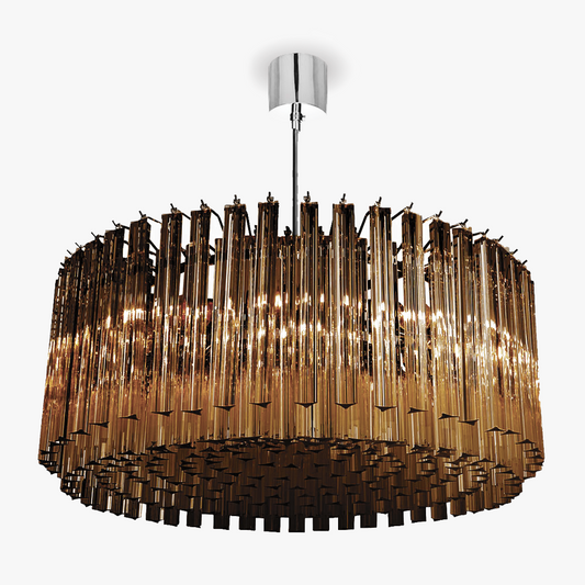 Concave Drum Chandelier in Smoke