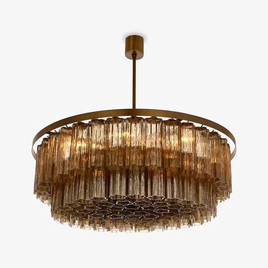 Pentagon Double Drum Chandelier in Smoke