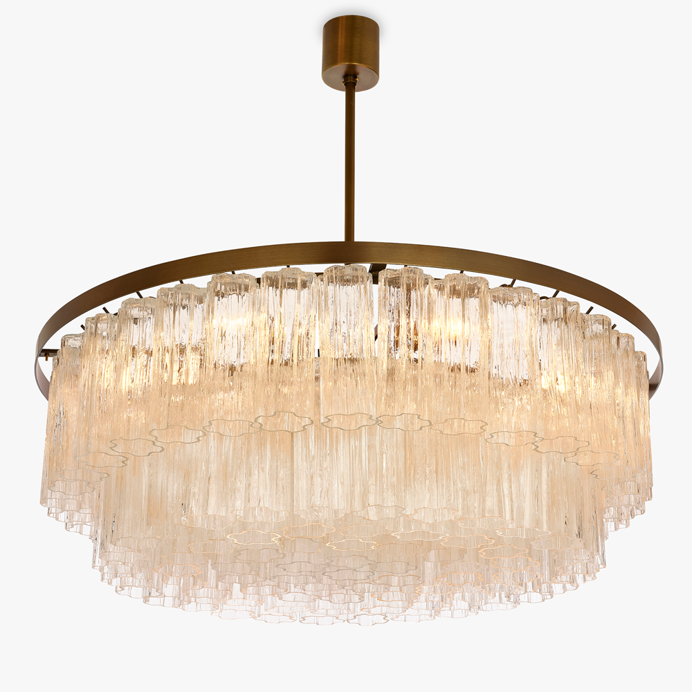 Pentagon Double Drum Chandelier in Clear