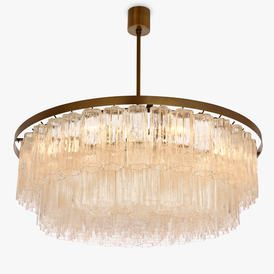 Pentagon Double Drum Chandelier in Clear
