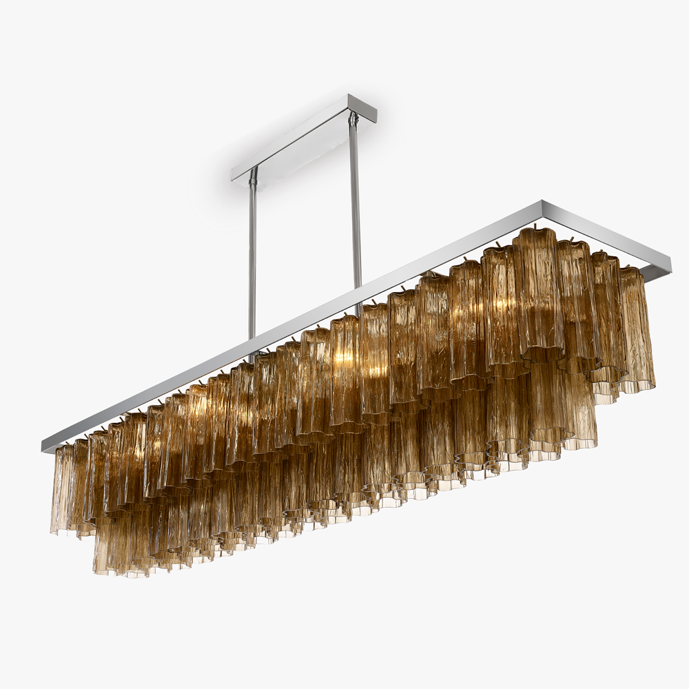 Pentagon Rectangular Chandelier in Smoke