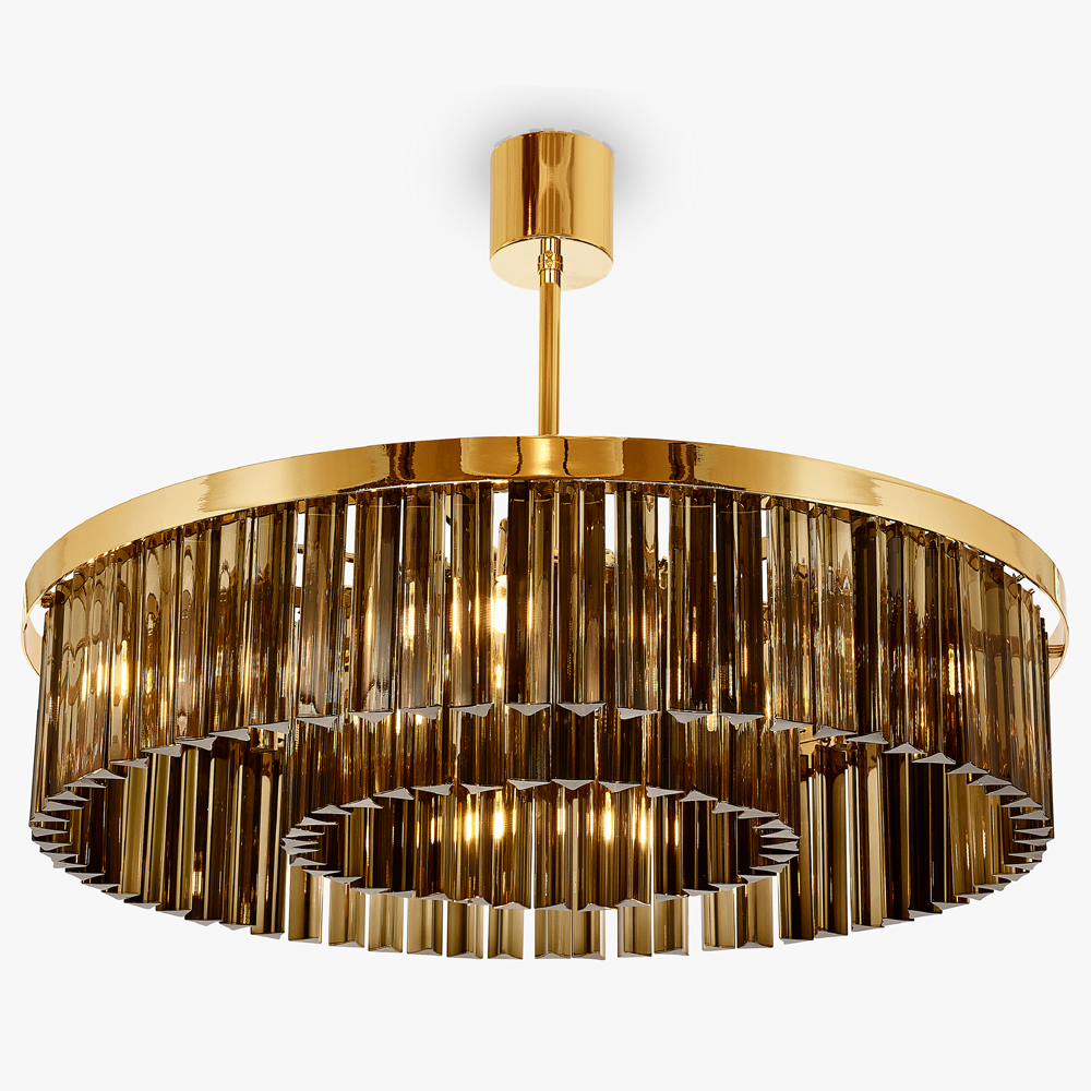 Small Double Drum Chandelier in Smoke