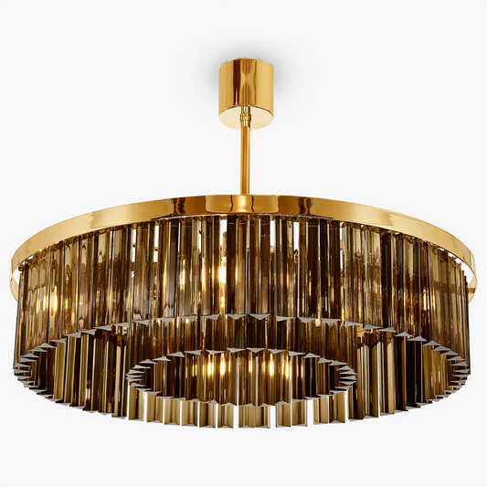Small Double Drum Chandelier in Smoke