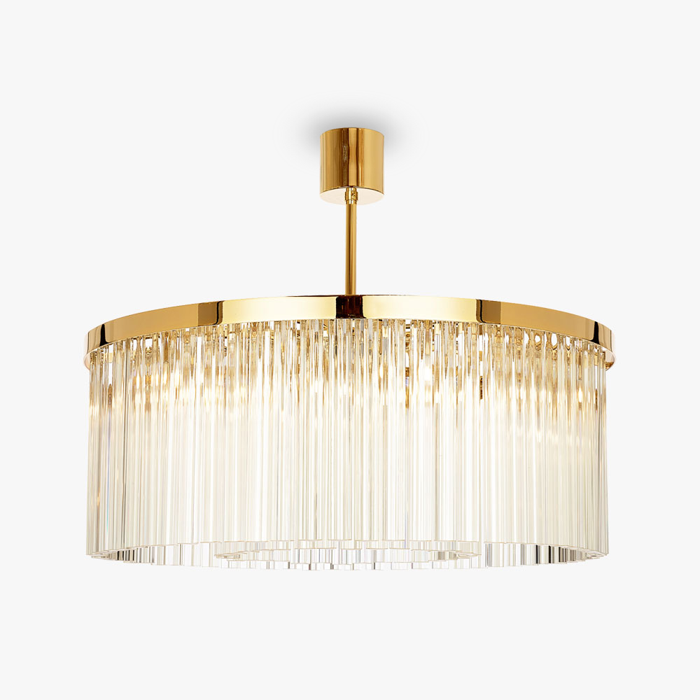 Large Double Drum Chandelier in Clear Triangular
