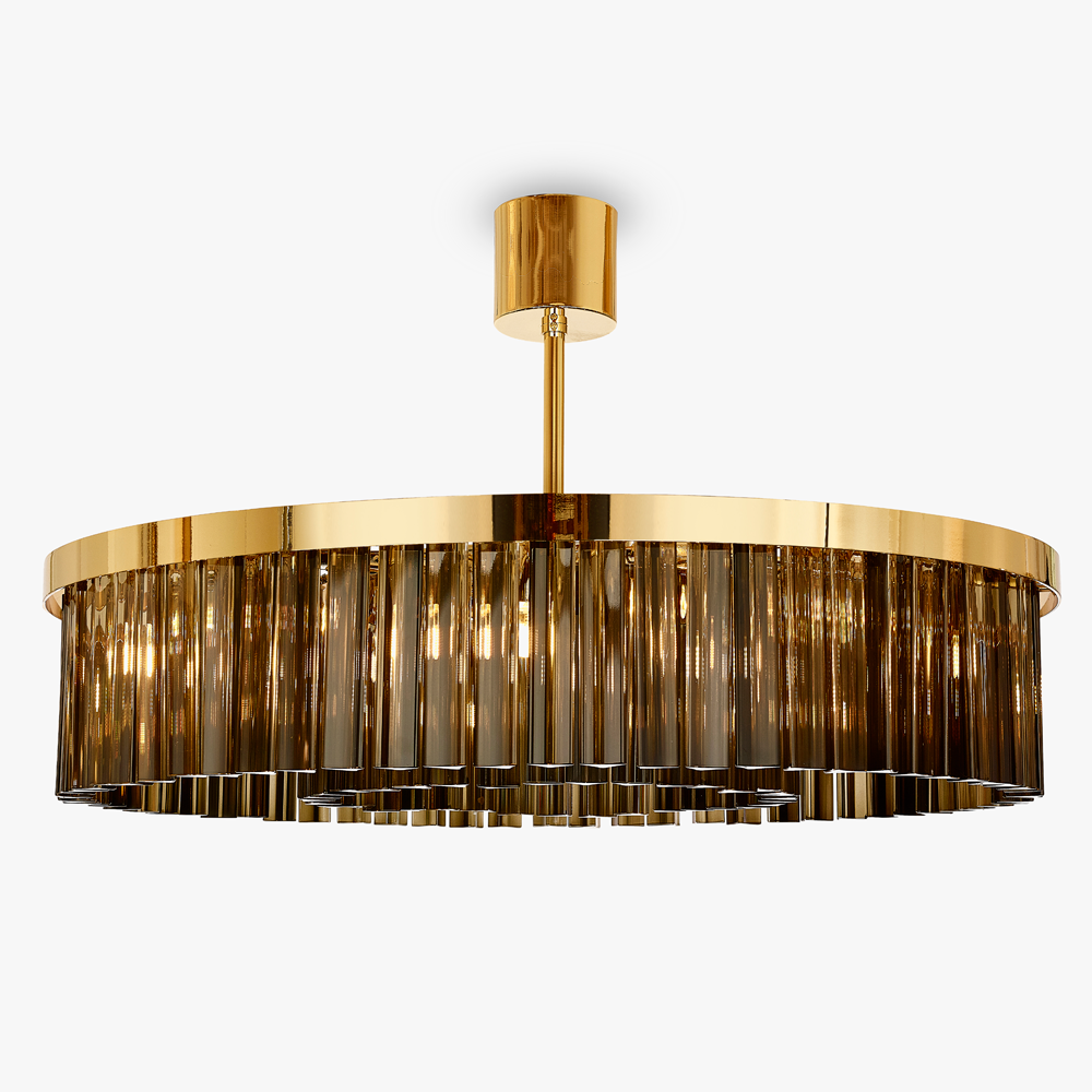 Small Double Drum Chandelier in Smoke