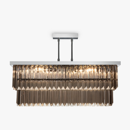 Rectangular Two Tier Chandelier in Smoke
