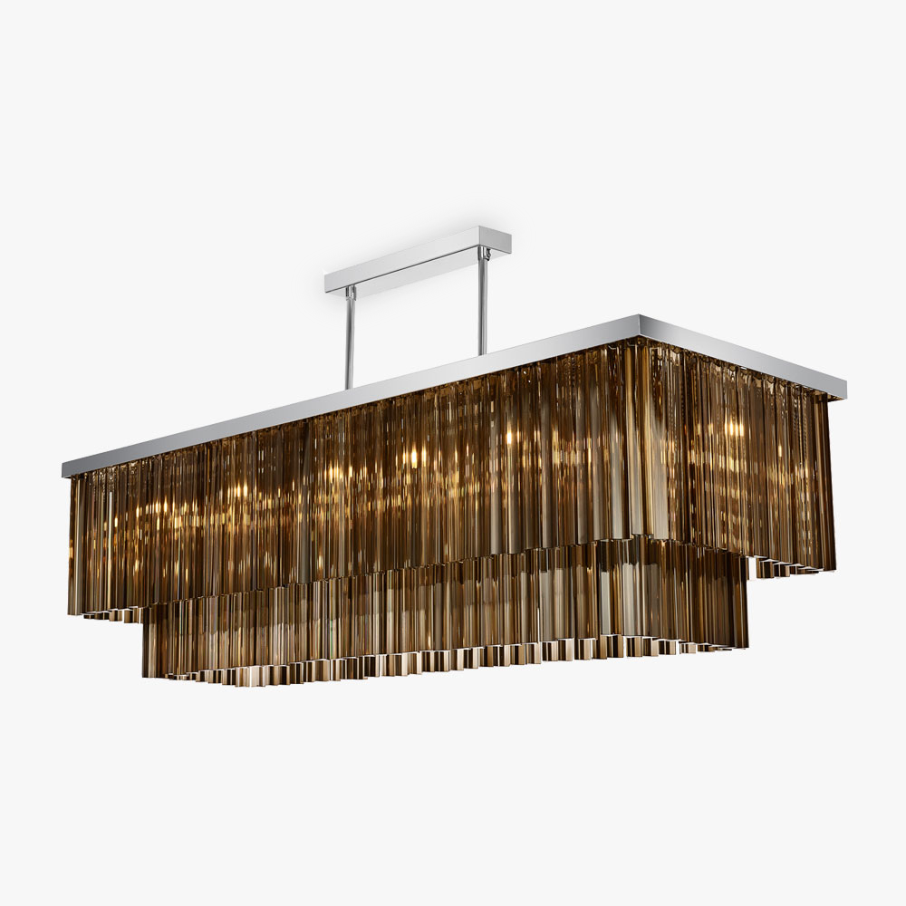 Large Two Tier Rectangular in Smoke & Chrome
