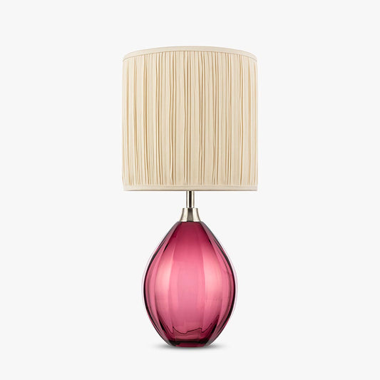Diamond Teardrop Small Lamp in Pleated Ivory Shade