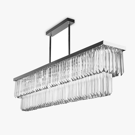Rectangular Two Tier Chandelier in Clear