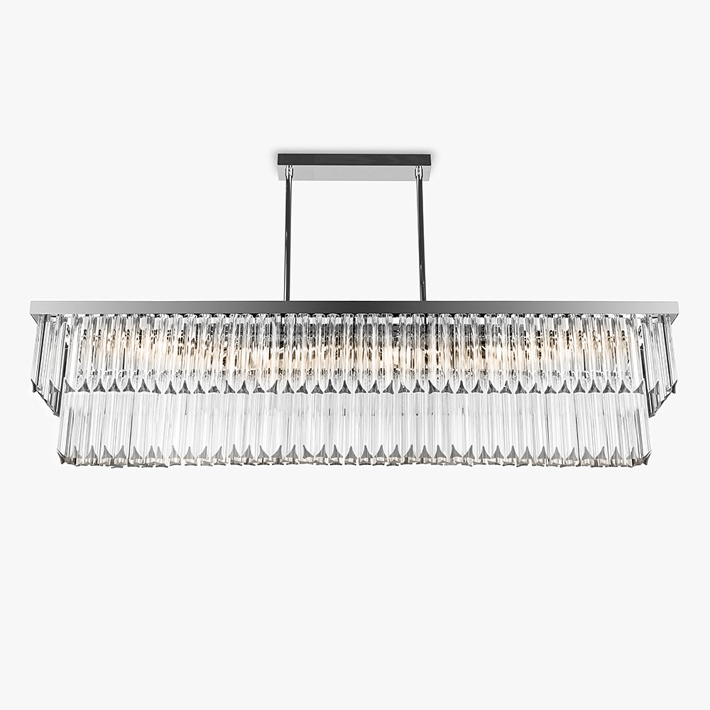Rectangular Two Tier Chandelier in Clear