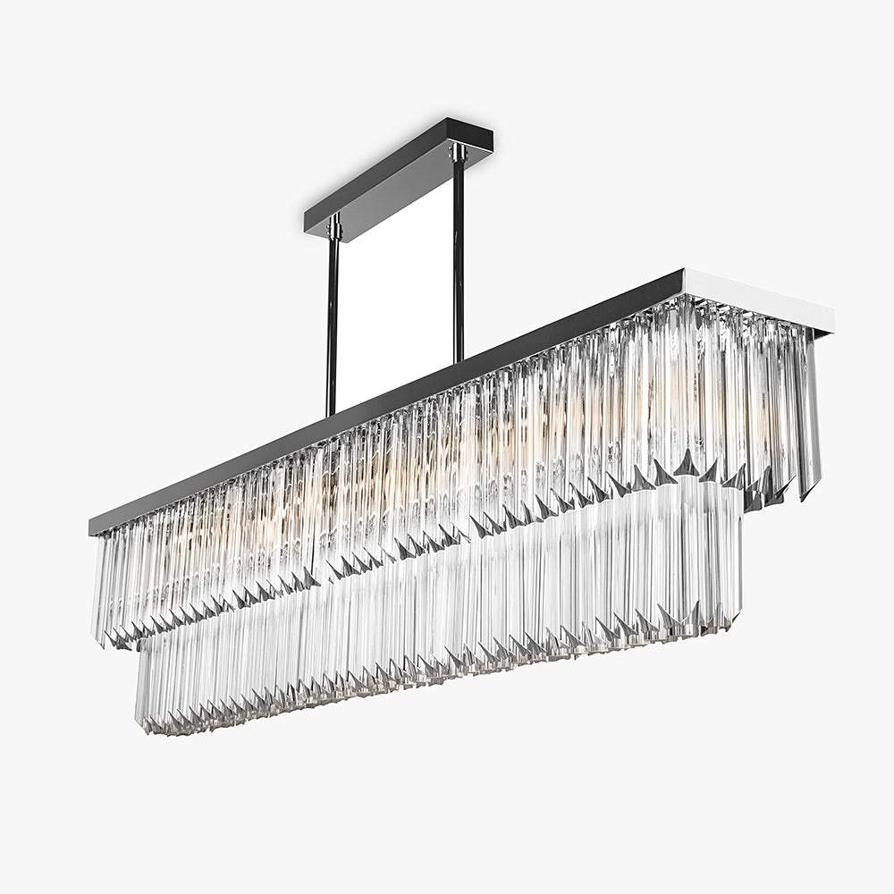 Rectangular Two Tier Chandelier in Clear