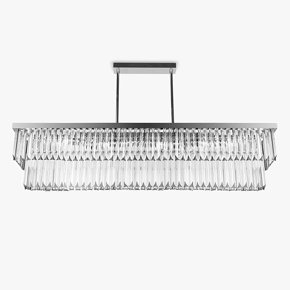 Rectangular Two Tier Chandelier in Clear