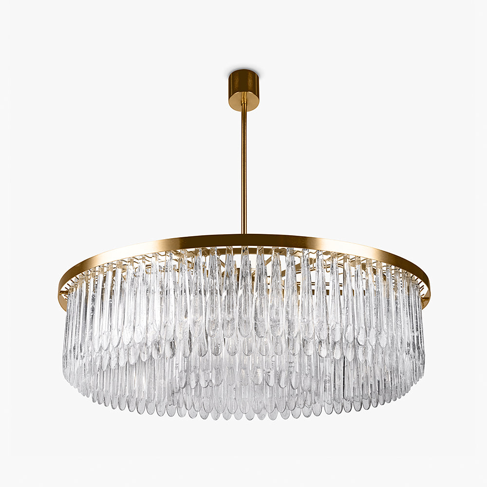 Triple Drum Droplet Chandelier in Clear
