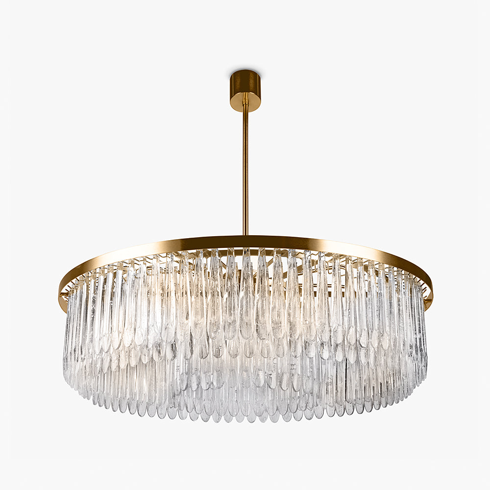 Triple Drum Droplet Chandelier in Clear