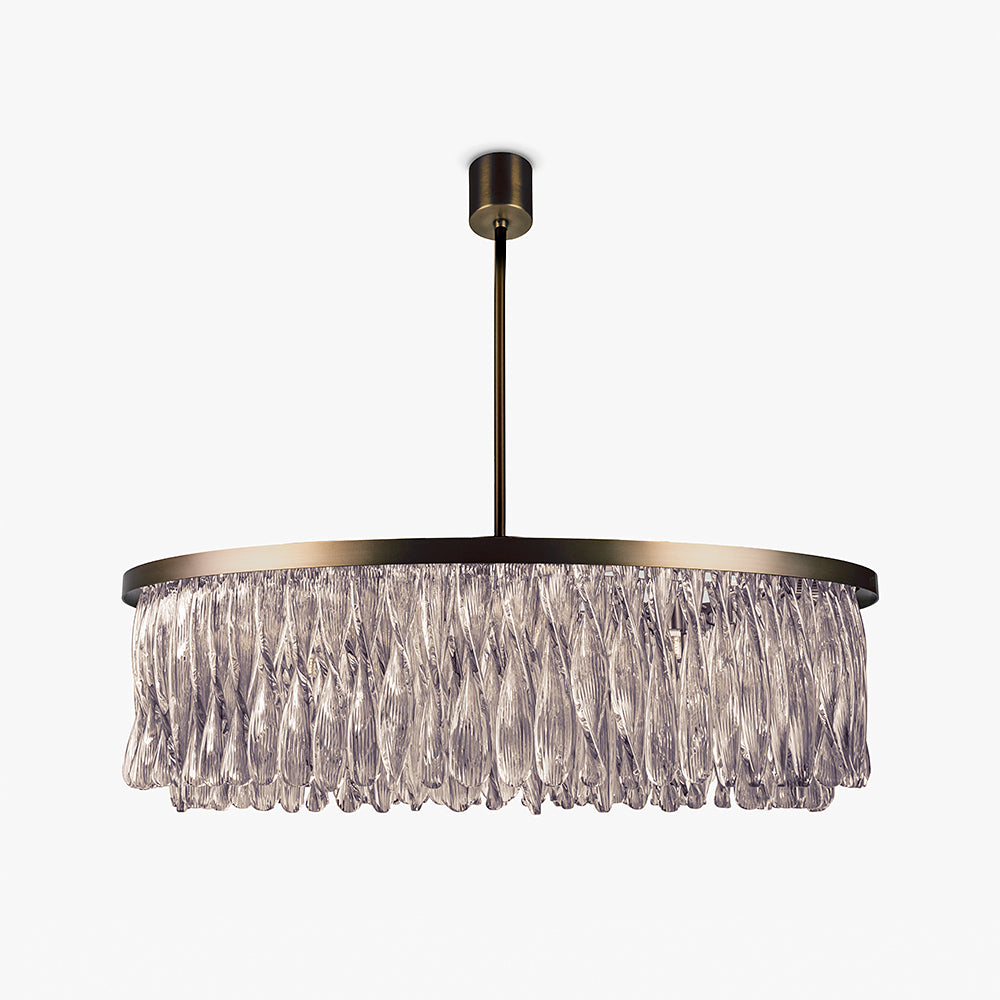 Triple Drum Ribbon Chandelier in Clear and Smoke