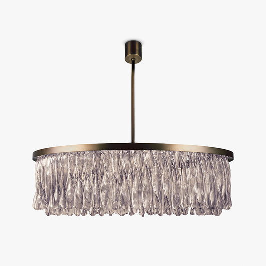 Triple Drum Ribbon Chandelier in Clear and Smoke