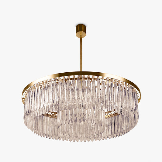 Triple Drum Droplet Chandelier in Clear and Smoke