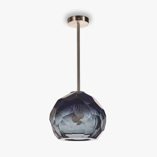 Diamond Round Pendant in Petrol Blue