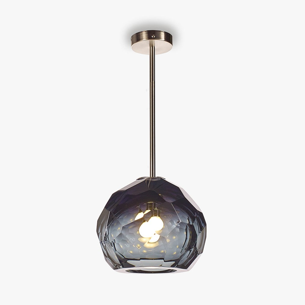 Diamond Round Pendant in Petrol Blue