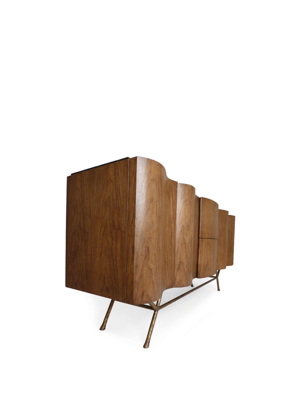 SERPENTINE CREDENZA ROSEWOOD WITH STONE TOP