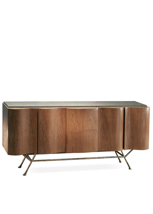 SERPENTINE CREDENZA ROSEWOOD WITH STONE TOP