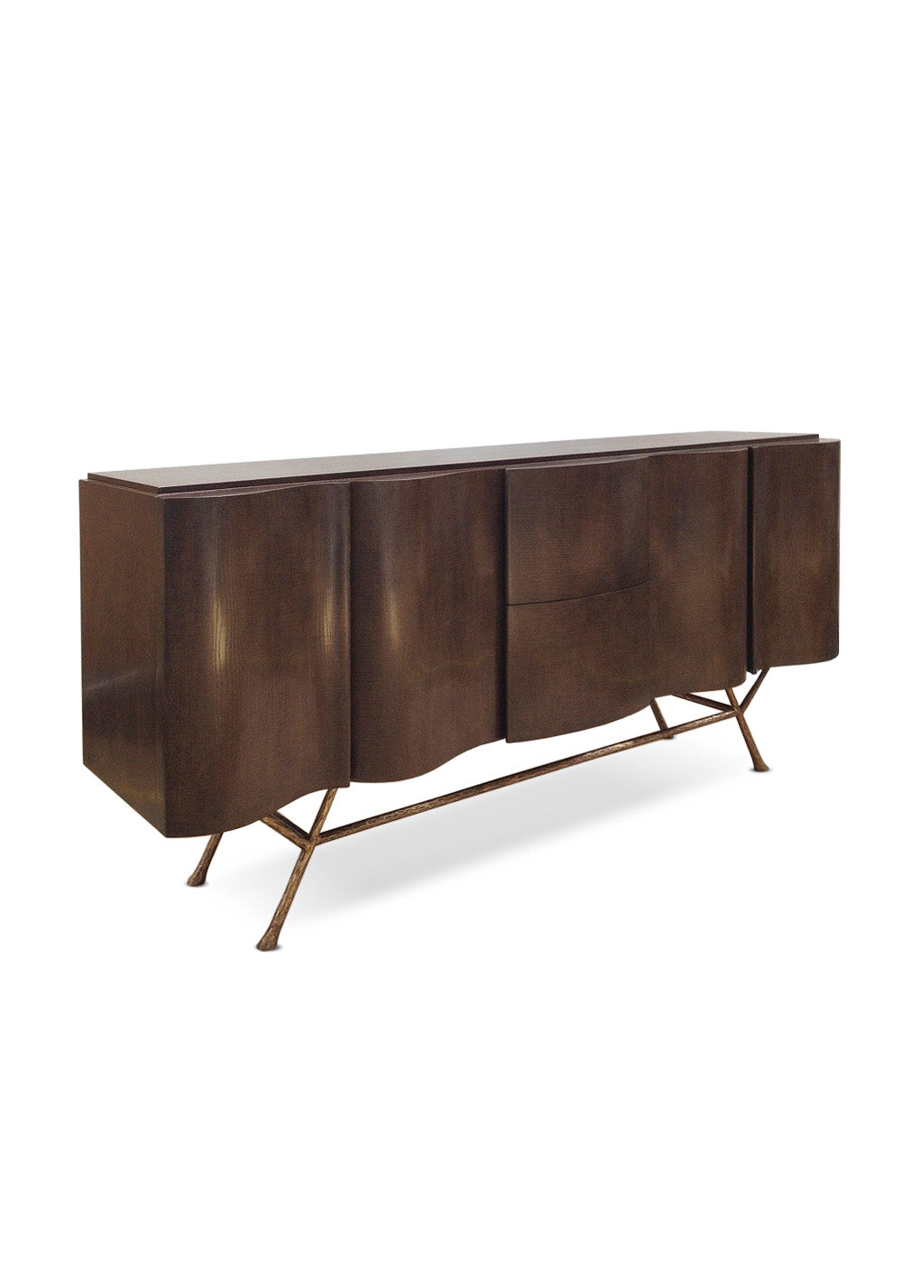 SERPENTINE CREDENZA FRENCH ASH WITH WOOD TOP